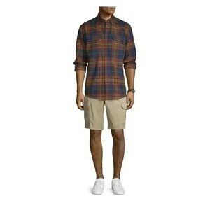 George Men's Tan Stone Wash Cotton/Spandex Cargo At the Knee Shorts NEW